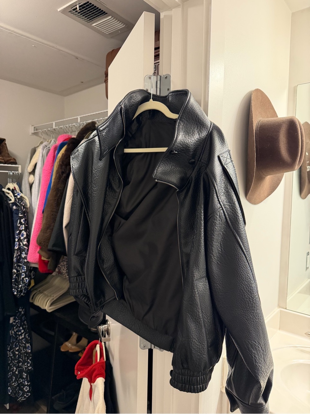 ZARA Black Faux Leather Jacket - Women Jackets & Coats